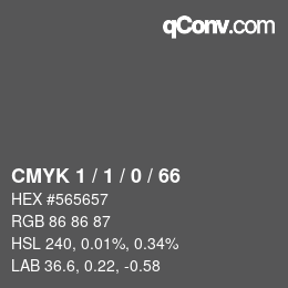 カラーコード: CMYK 1 / 1 / 0 / 66 | qconv.com