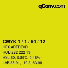 カラーコード: CMYK 1 / 1 / 94 / 12 | qconv.com