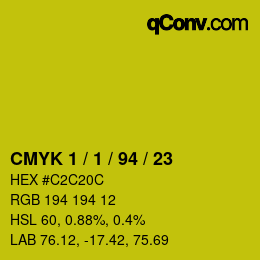 カラーコード: CMYK 1 / 1 / 94 / 23 | qconv.com