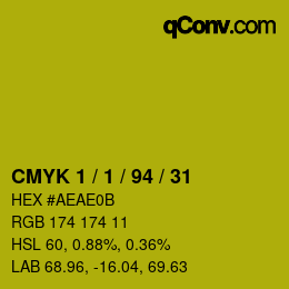 カラーコード: CMYK 1 / 1 / 94 / 31 | qconv.com