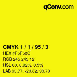 カラーコード: CMYK 1 / 1 / 95 / 3 | qconv.com