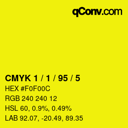 カラーコード: CMYK 1 / 1 / 95 / 5 | qconv.com