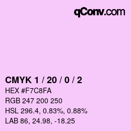 カラーコード: CMYK 1 / 20 / 0 / 2 | qconv.com