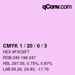カラーコード: CMYK 1 / 20 / 0 / 3 | qconv.com