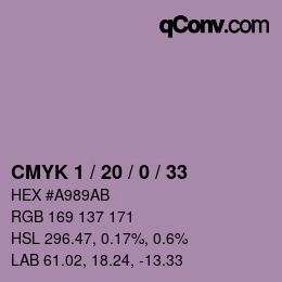 カラーコード: CMYK 1 / 20 / 0 / 33 | qconv.com