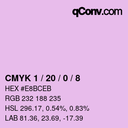 カラーコード: CMYK 1 / 20 / 0 / 8 | qconv.com