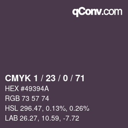 カラーコード: CMYK 1 / 23 / 0 / 71 | qconv.com