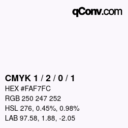 カラーコード: CMYK 1 / 2 / 0 / 1 | qconv.com