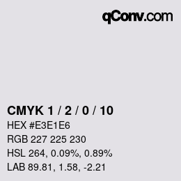颜色代码: CMYK 1 / 2 / 0 / 10 | qconv.com