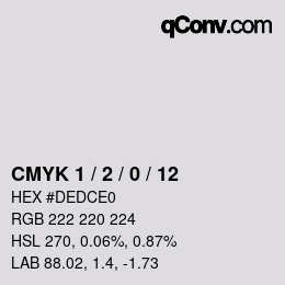 颜色代码: CMYK 1 / 2 / 0 / 12 | qconv.com