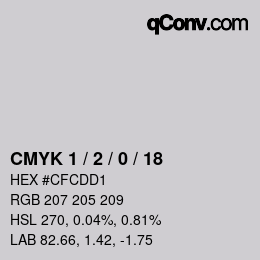 Color code: CMYK 1 / 2 / 0 / 18 | qconv.com