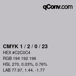 Farbcode: CMYK 1 / 2 / 0 / 23 | qconv.com
