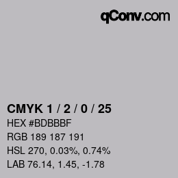 カラーコード: CMYK 1 / 2 / 0 / 25 | qconv.com