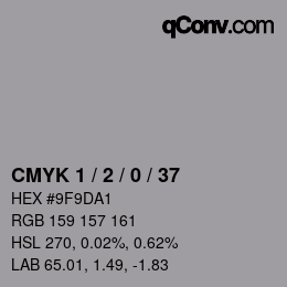 カラーコード: CMYK 1 / 2 / 0 / 37 | qconv.com