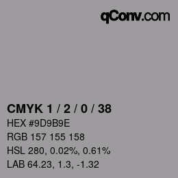 カラーコード: CMYK 1 / 2 / 0 / 38 | qconv.com