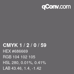 カラーコード: CMYK 1 / 2 / 0 / 59 | qconv.com