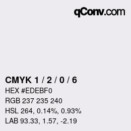 カラーコード: CMYK 1 / 2 / 0 / 6 | qconv.com