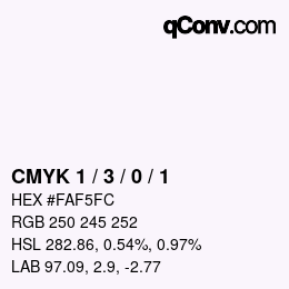 カラーコード: CMYK 1 / 3 / 0 / 1 | qconv.com