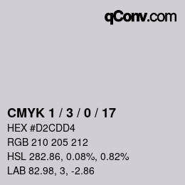 カラーコード: CMYK 1 / 3 / 0 / 17 | qconv.com