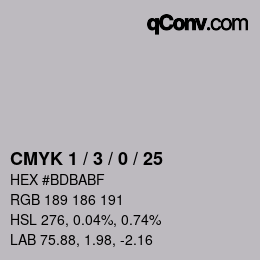 Farbcode: CMYK 1 / 3 / 0 / 25 | qconv.com