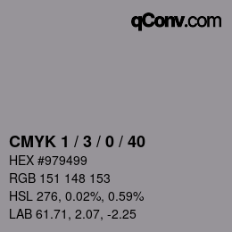 颜色代码: CMYK 1 / 3 / 0 / 40 | qconv.com