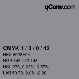 Color code: CMYK 1 / 3 / 0 / 42 | qconv.com