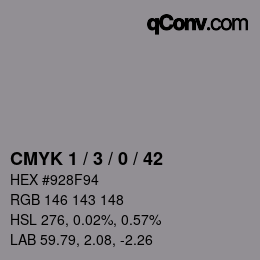 Color code: CMYK 1 / 3 / 0 / 42 | qconv.com