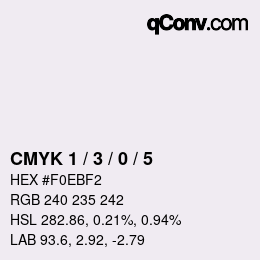 カラーコード: CMYK 1 / 3 / 0 / 5 | qconv.com