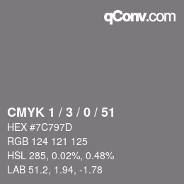 カラーコード: CMYK 1 / 3 / 0 / 51 | qconv.com