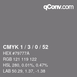 Color code: CMYK 1 / 3 / 0 / 52 | qconv.com