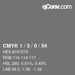 カラーコード: CMYK 1 / 3 / 0 / 54 | qconv.com