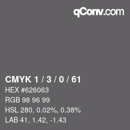 Color code: CMYK 1 / 3 / 0 / 61 | qconv.com