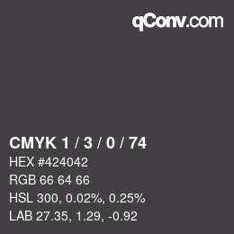 カラーコード: CMYK 1 / 3 / 0 / 74 | qconv.com