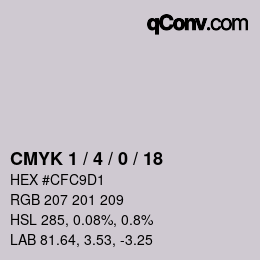 カラーコード: CMYK 1 / 4 / 0 / 18 | qconv.com