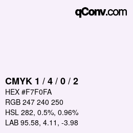 カラーコード: CMYK 1 / 4 / 0 / 2 | qconv.com