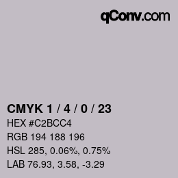 颜色代码: CMYK 1 / 4 / 0 / 23 | qconv.com