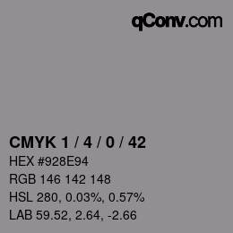Color code: CMYK 1 / 4 / 0 / 42 | qconv.com