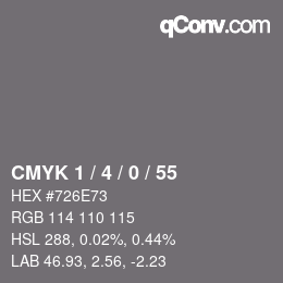 カラーコード: CMYK 1 / 4 / 0 / 55 | qconv.com