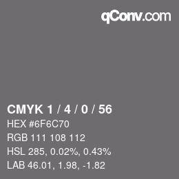 Color code: CMYK 1 / 4 / 0 / 56 | qconv.com