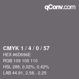 Color code: CMYK 1 / 4 / 0 / 57 | qconv.com