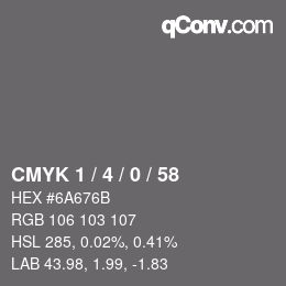 Color code: CMYK 1 / 4 / 0 / 58 | qconv.com