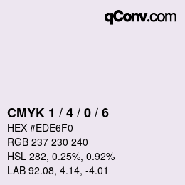 カラーコード: CMYK 1 / 4 / 0 / 6 | qconv.com