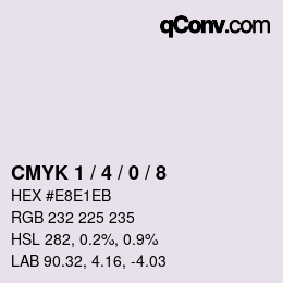 カラーコード: CMYK 1 / 4 / 0 / 8 | qconv.com