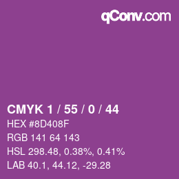 カラーコード: CMYK 1 / 55 / 0 / 44 | qconv.com