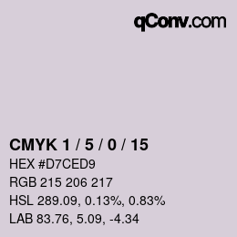 カラーコード: CMYK 1 / 5 / 0 / 15 | qconv.com