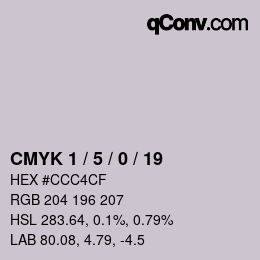 颜色代码: CMYK 1 / 5 / 0 / 19 | qconv.com