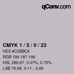 颜色代码: CMYK 1 / 5 / 0 / 23 | qconv.com