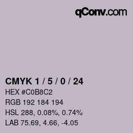 カラーコード: CMYK 1 / 5 / 0 / 24 | qconv.com