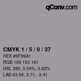 カラーコード: CMYK 1 / 5 / 0 / 37 | qconv.com