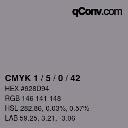 Farbcode: CMYK 1 / 5 / 0 / 42 | qconv.com